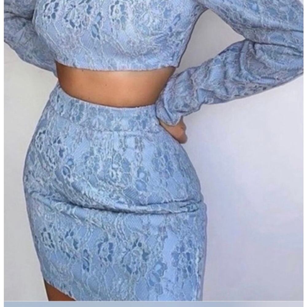 NWT Naked Wardrobe The Statement Mini Skirt Blue Size Small
